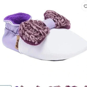 Muk Luks baby soft shoes purple and white with bow 12-18 months